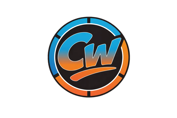 Black and white logo of the CW on a white background